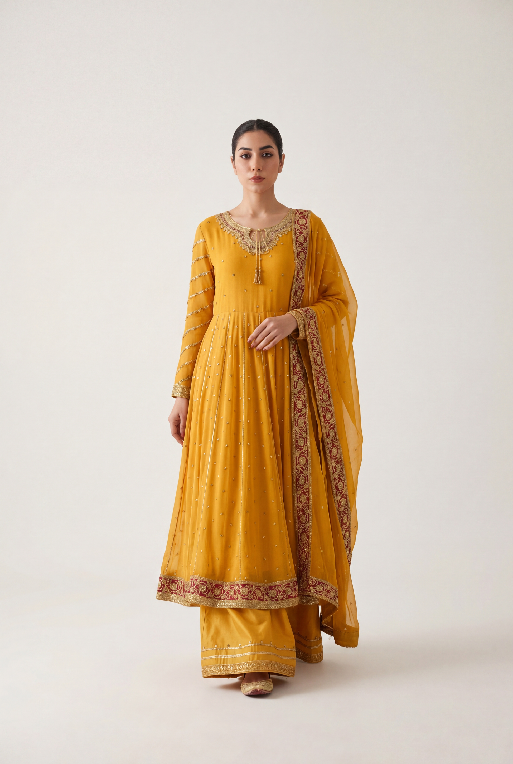 Bandhan Yellow Pishwas 3-Piece - AI Photo