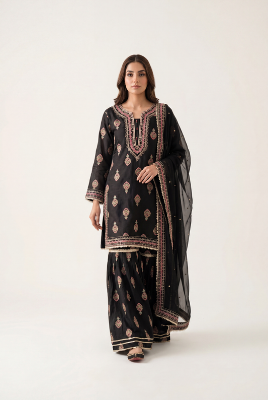 Bandhan Black Shirt 3-Piece - AI Photo