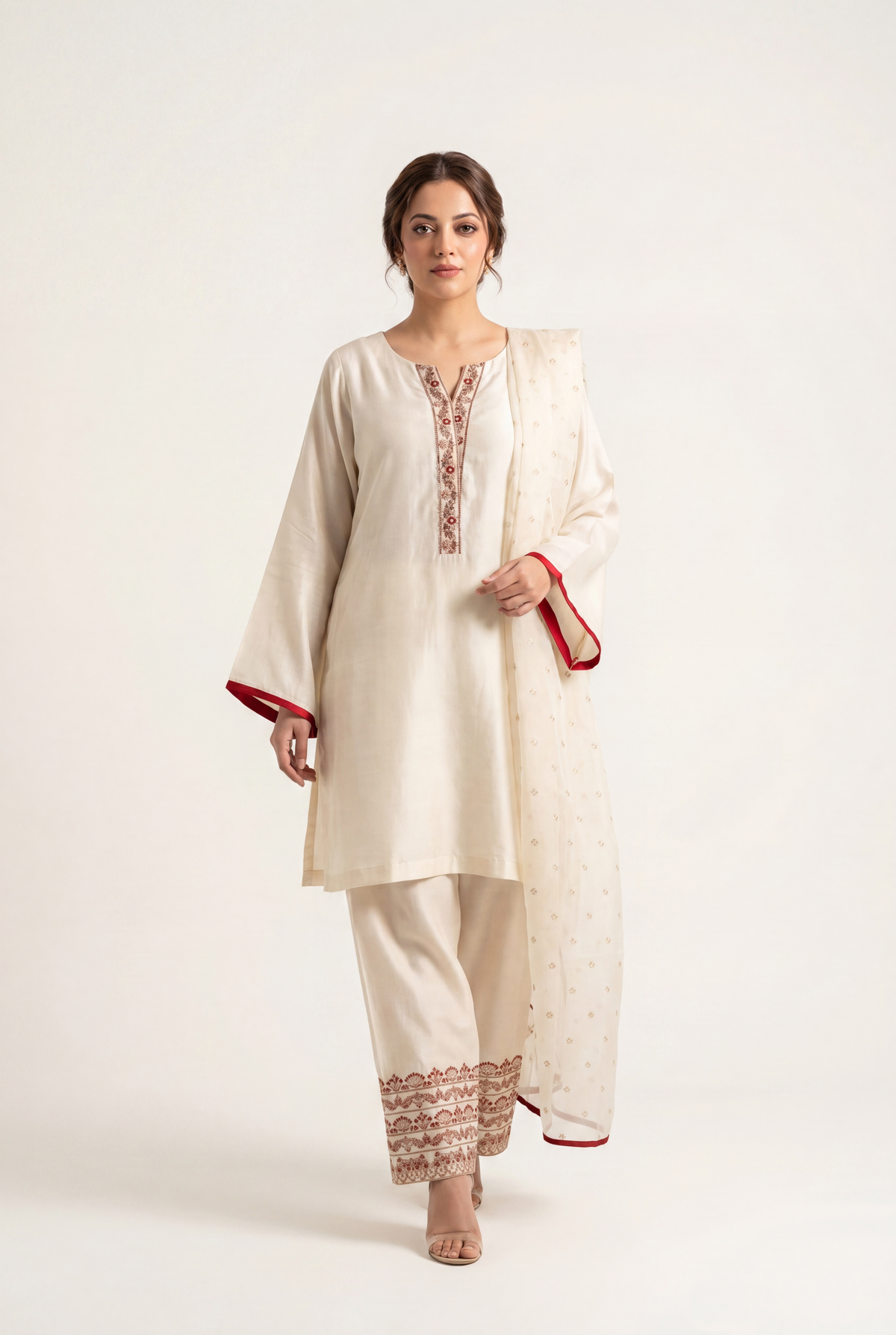 Bandhan Offwhite Shirt 3-Piece - AI Photo