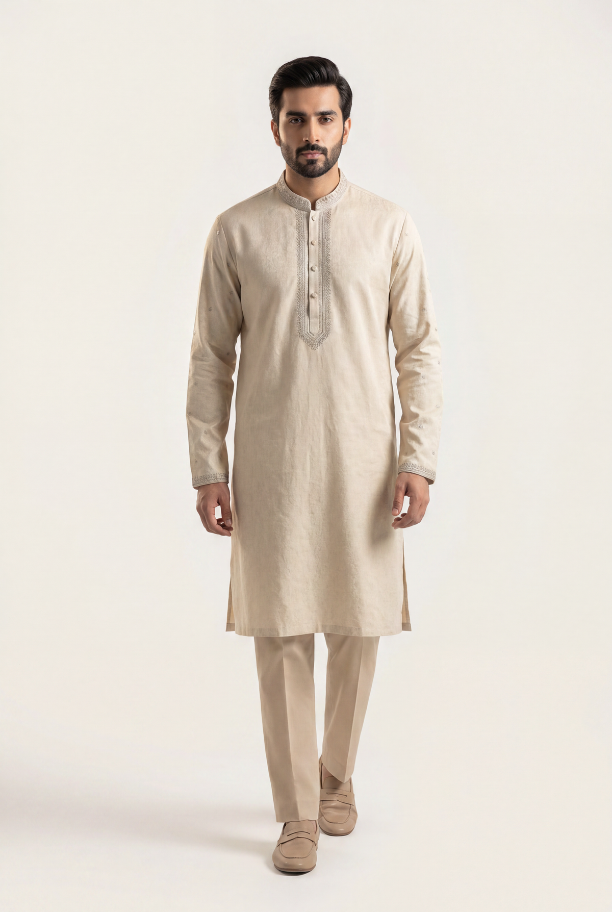 J. Beige Sherwani 1-Piece - Men's - AI Photo