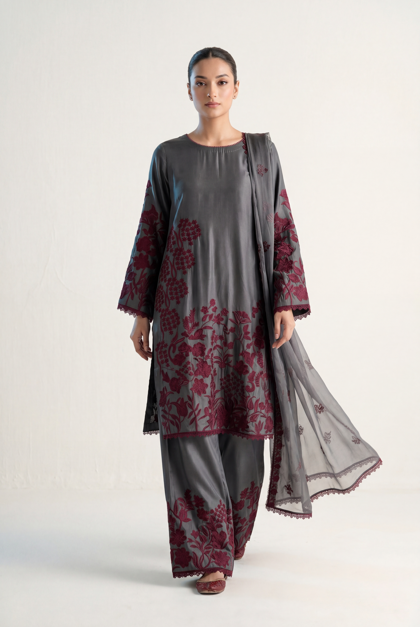 Bandhan Grey Shirt 3-Piece - AI Photo
