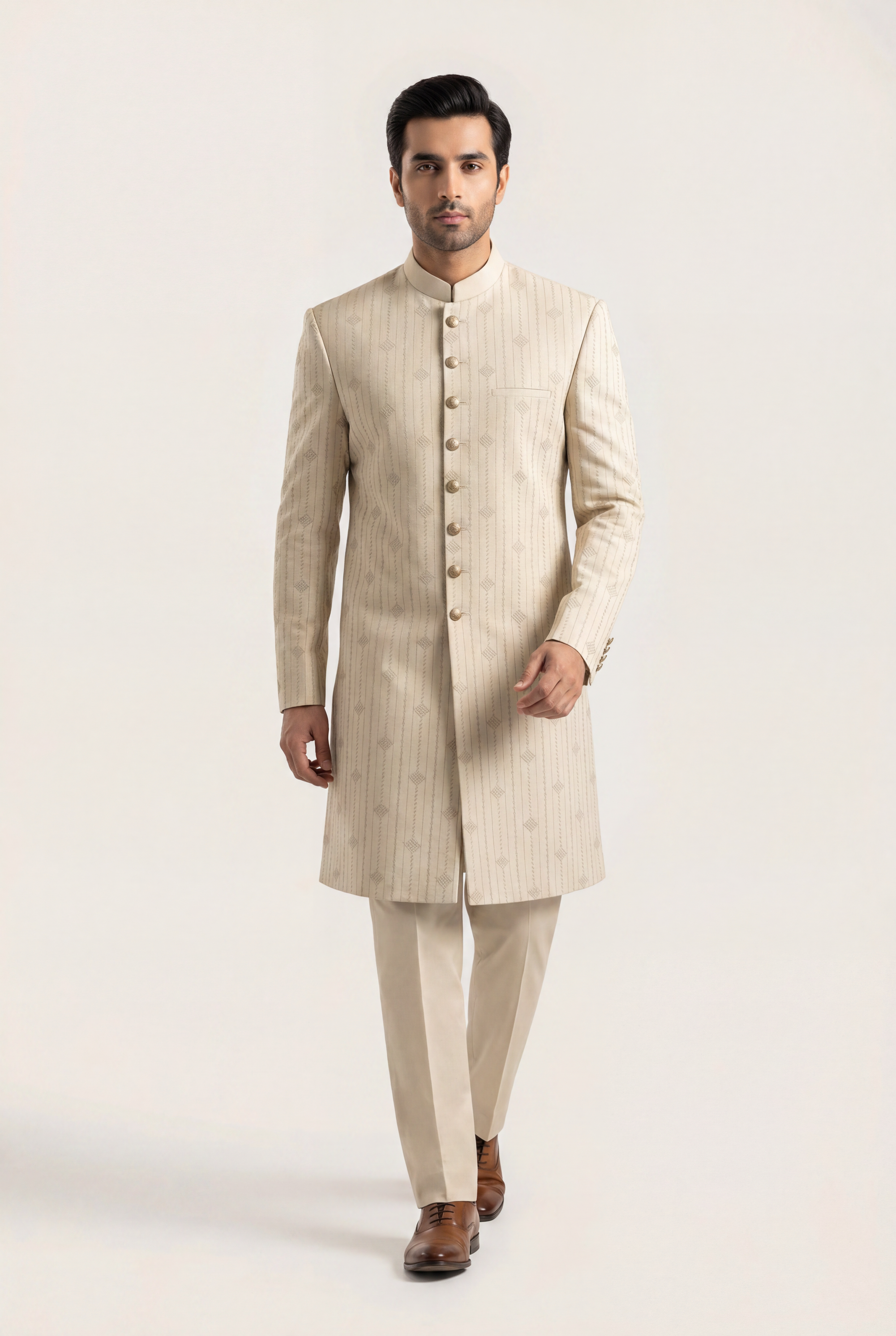 J. Cream Sherwani 1-Piece - Men's - AI Photo