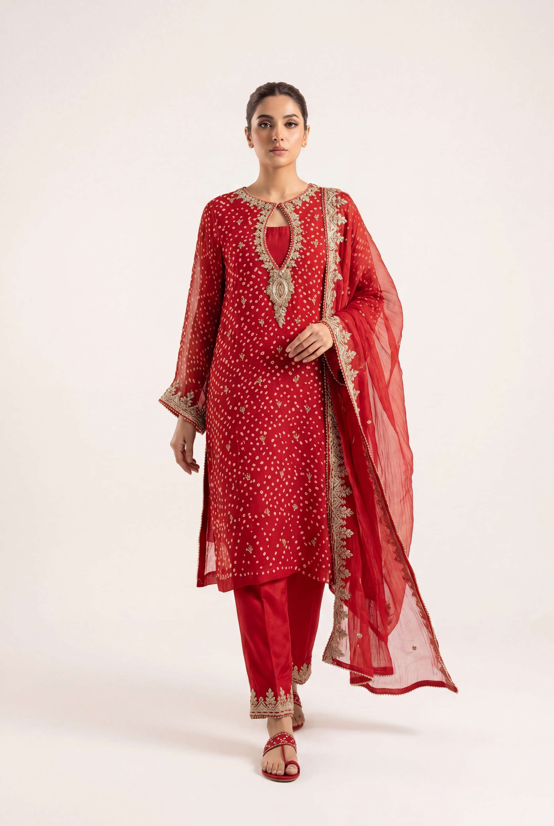 Bandhan Red Shirt 3-Piece - AI Photo